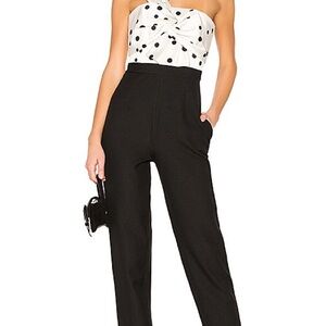 AMUR Black and White Strapless Jumpsuit
